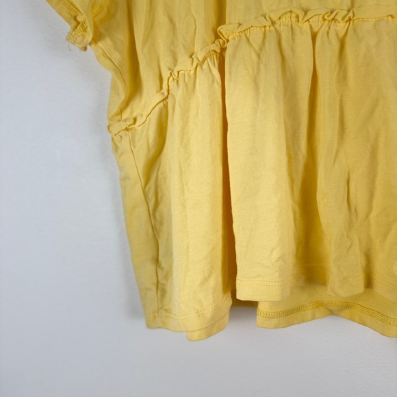 No Boundaries Babydoll Top Short Sleeve Square Neck Yellow Size XL 16 18 - Picture 10 of 14